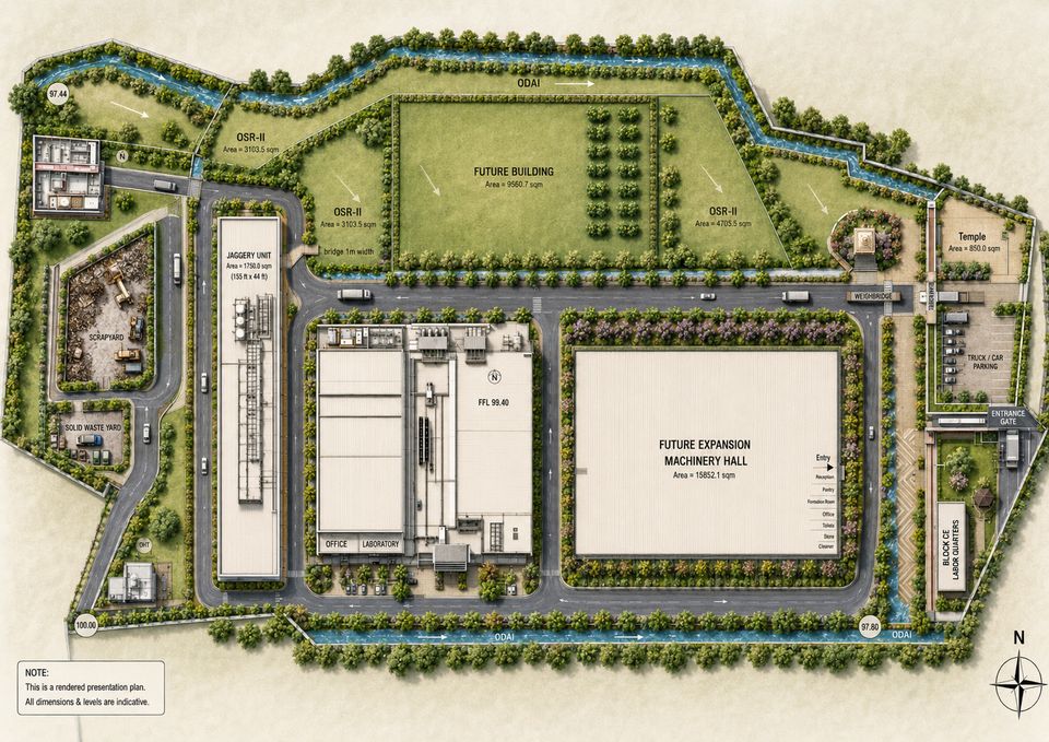Site plan for an agro-based industry by JSR Architects