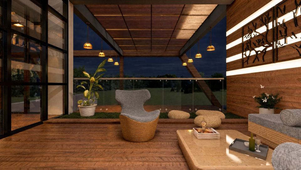 Courtyard lounge interior by JSR Architects
